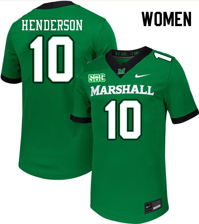 Women #10 Jacobie Henderson Marshall Thundering Herd SBC Conference College Football Jerseys Stitche